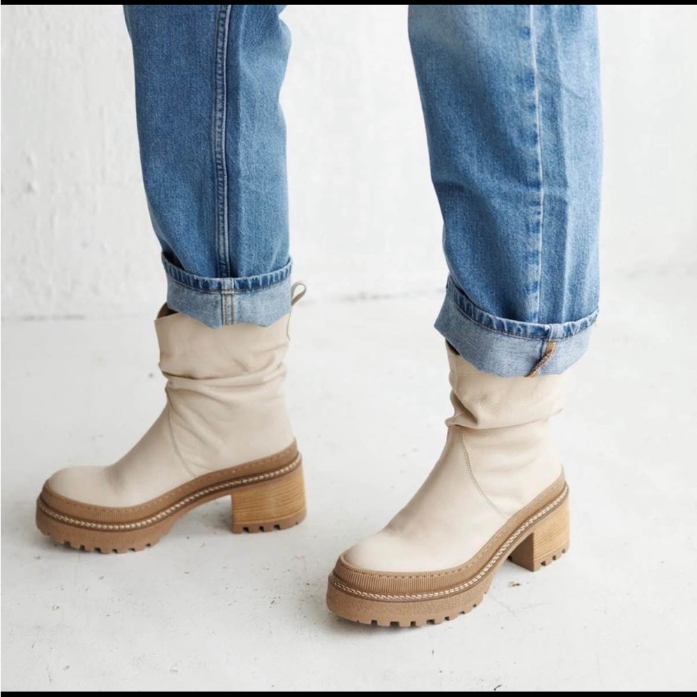 Free People Leather Mel Slouch Heeled Boots